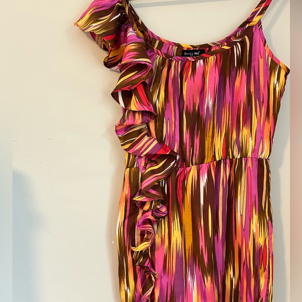 Envy Me One-Shoulder Ruffle Multicolor Dress – Size L - Picture 4 of 7
